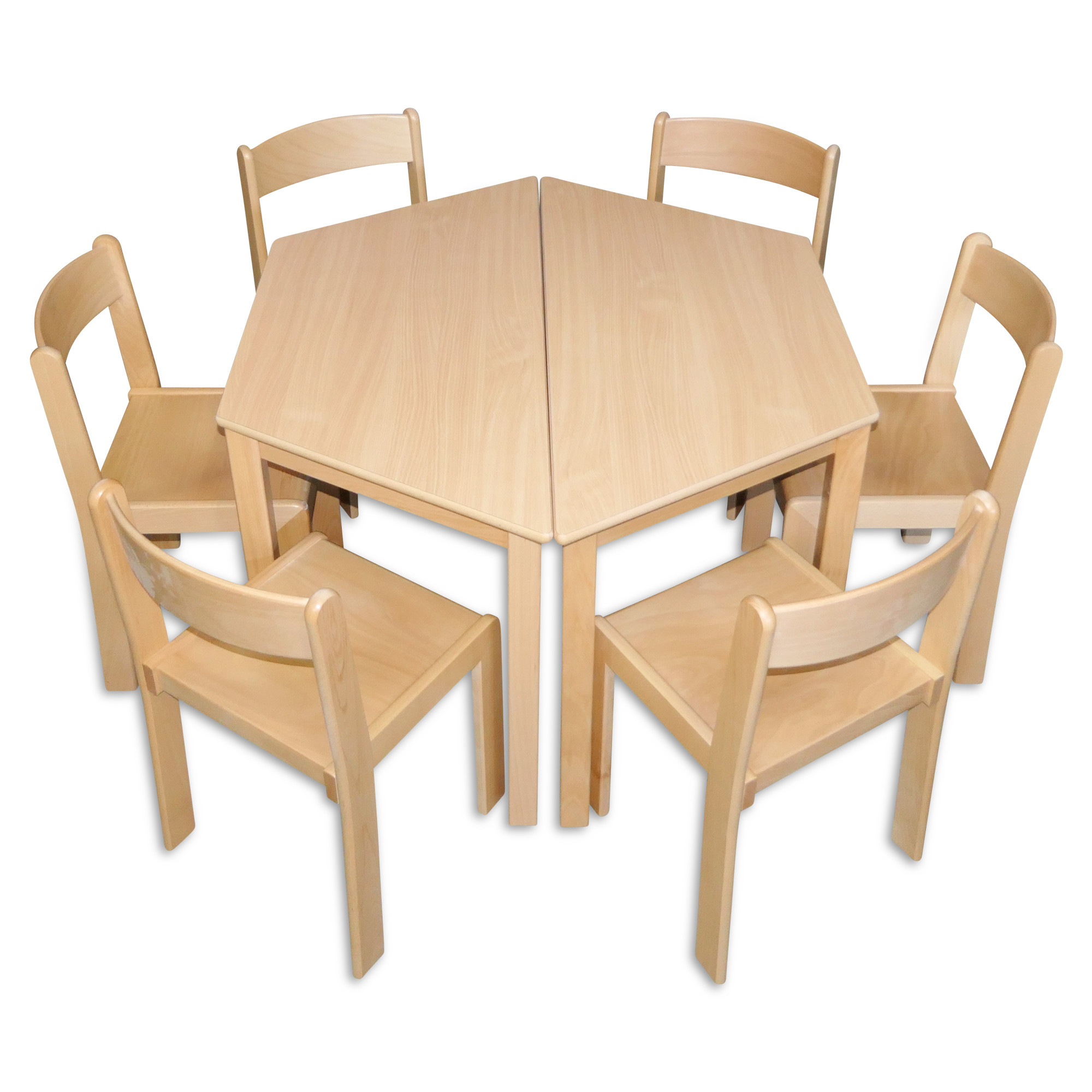 Krippen Kindergarten Möbelset Tisch + 2 Stuhl mit Armlehnen + 2 Stapelstuhl