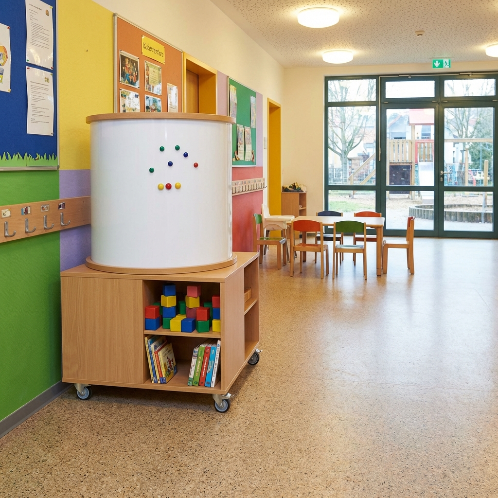 Whiteboard- Litfaßsäule drehbar und fahrbar 120 cm