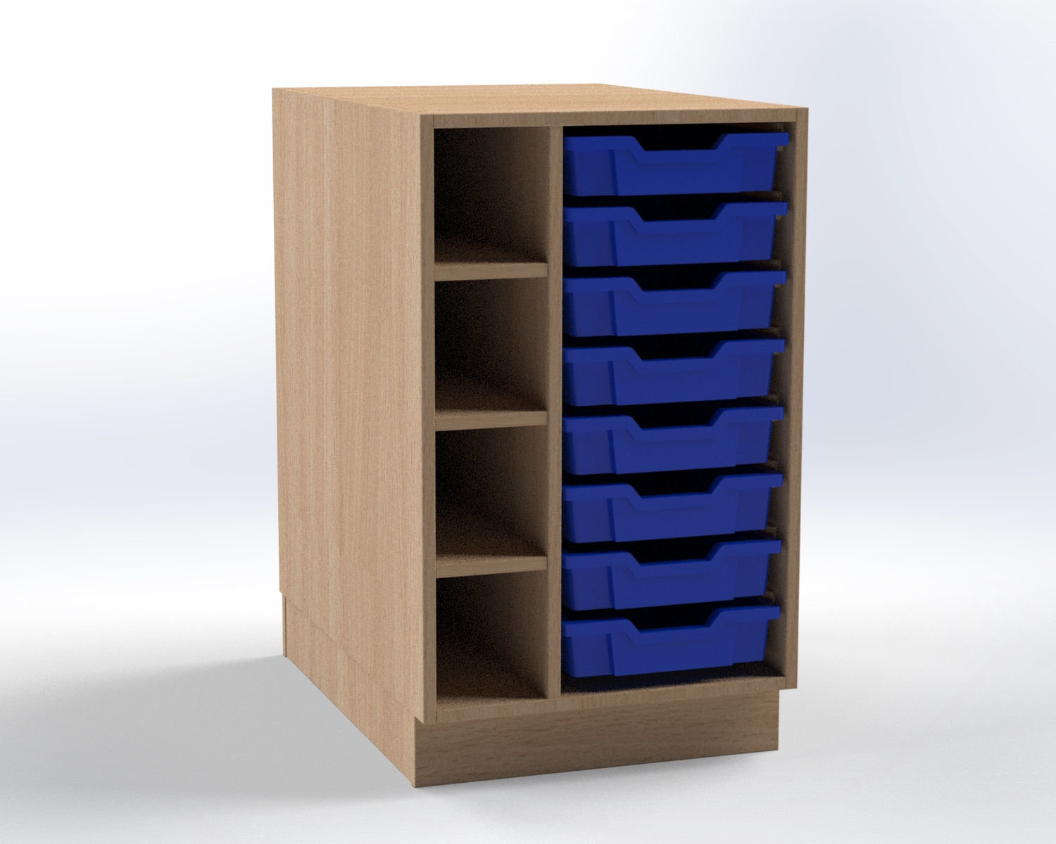 Wickelkommode Unterbauschrank mit Regal und Gratnells Boxen rechts oder links blau