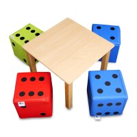 4 x Sitzwürfel Play + 1 x Holztisch 60 x 60 cm