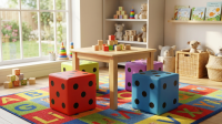 4 x Sitzwürfel Play + 1 x Holztisch 60 x 60 cm