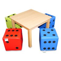 4 x Sitzwürfel Play + 1 x Holztisch 60 x 60 cm