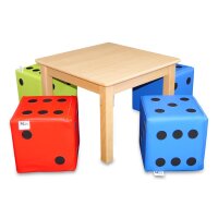 4 x Sitzwürfel Play + 1 x Holztisch 60 x 60 cm
