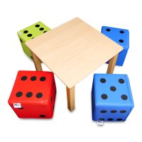 4 x Sitzwürfel Play + 1 x Holztisch 60 x 60 cm