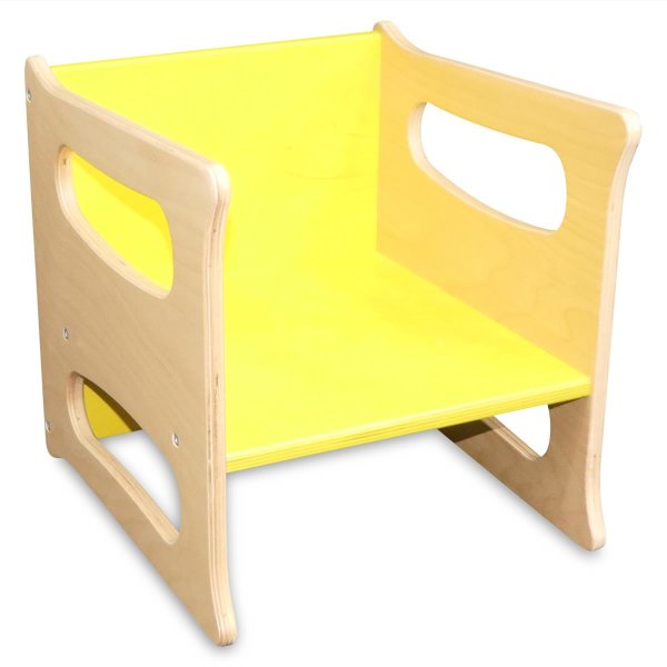 Kombihocker Wendehocker Mehrzweckstuhl-Tisch Birke gelb