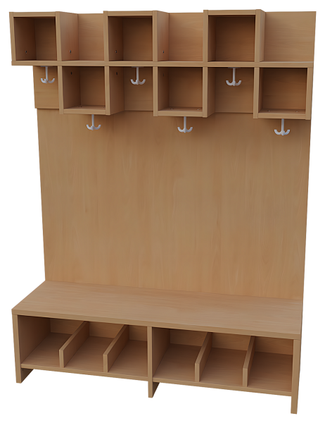 Komplettgarderobe Cubes 6 Plätze mit Rückwand