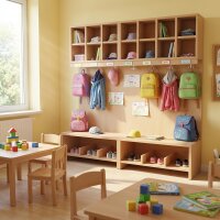 Komplettgarderobe Cubes 6 Plätze mit Rückwand