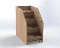 fahrbare Wickeltischtreppe mit Umbauschrank Buche