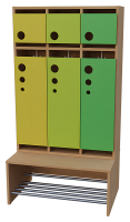 3 er Seifenblasen-Garderobe mit feststehender Bank