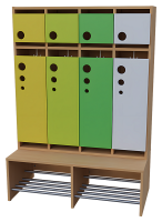 4 er Seifenblasen-Garderobe mit feststehender Bank