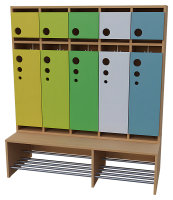 5 er Seifenblasen-Garderobe mit feststehender Bank
