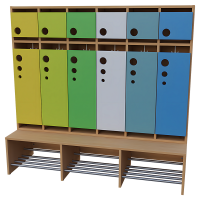6 er Seifenblasen-Garderobe mit feststehender Bank
