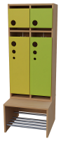 2 er Seifenblasen-Garderobe mit feststehender Bank