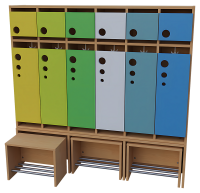6 er Seifenblasen-Garderobe mit ausziehbarer Bank