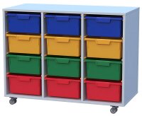 Eigentumsschrank fahrbar 3-reihig mit 12 Eigentumsboxen
