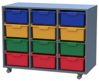 Eigentumsschrank fahrbar 3-reihig mit 12 Eigentumsboxen