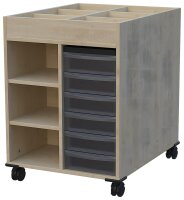 Doppelseitiges Kreativregal Bücherwagen mit Boxen