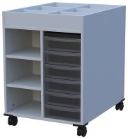 Doppelseitiges Kreativregal Bücherwagen mit Boxen