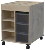 Doppelseitiges Kreativregal Bücherwagen mit Boxen