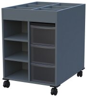 Doppelseitiges Kreativregal Bücherwagen mit Boxen