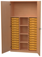 Materialschrank Werkraumschrank mit 28 Boxen