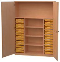 Materialschrank Werkraumschrank mit 28 Boxen