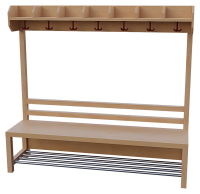 Komplettgarderobe mit Alu Rost 140 cm 7 Plätze