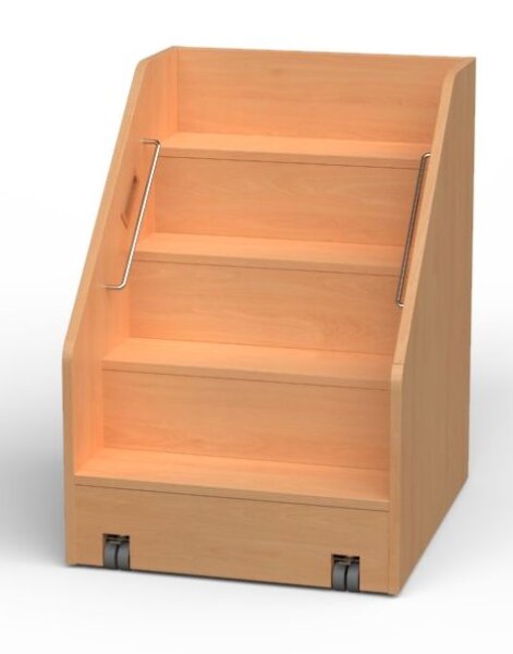 fahrbare Wickeltischtreppe für Wickelkommoden mit Edelstahl Griffstangen
