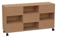 fahrbarer Raumteilerschrank wechselseitig offen