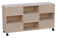 fahrbarer Raumteilerschrank wechselseitig offen