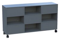 fahrbarer Raumteilerschrank wechselseitig offen