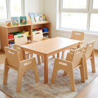 Kleinkindstuhl mit Armlehnen + Holztisch 120 x 60 cm 7 er...