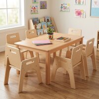 Kleinkindstuhl mit Armlehnen + Holztisch 120 x 60 cm 7 er...
