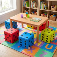 6 x Sitzwürfel  + Holztisch 120 x 60 cm 7 er Set