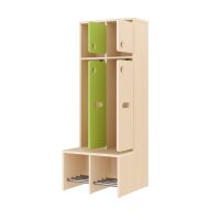 Komplettgarderobe Türe 2 Plätze mit feststehender Bank