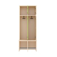 Komplettgarderobe Türe 2 Plätze mit feststehender Bank