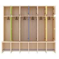 Komplettgarderobe Türe 6 Plätze mit feststehender Bank