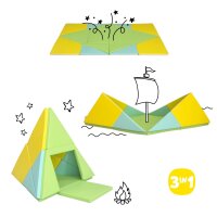 3-in-1 Spielmatte faltbar zu Tipi-Zel oder Boot