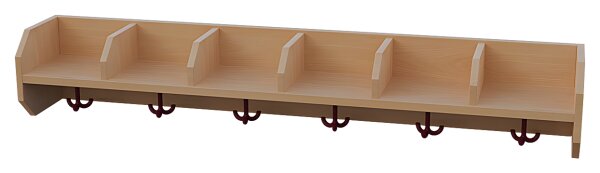 Garderobenablage offen 120 cm-6 Plätze