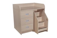 Wickelkommode mit 3 Schubladen und Treppe Dekor Ahorn