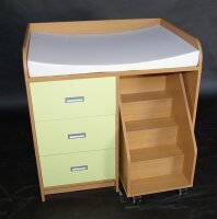 Wickelkommode mit 3 Schubladen und Treppe Dekor Ahorn