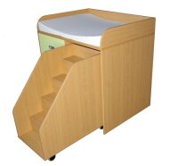 Wickelkommode mit 3 Schubladen und Treppe Dekor Ahorn