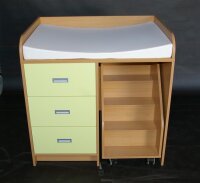 Wickelkommode mit 3 Schubladen und Treppe Dekor Ahorn
