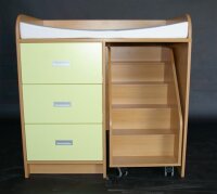 Wickelkommode mit 3 Schubladen und Treppe Dekor Ahorn