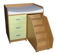 Wickelkommode mit 3 Schubladen und Treppe Dekor Ahorn