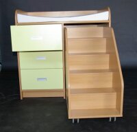 Wickelkommode mit 3 Schubladen und Treppe Dekor Ahorn