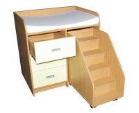 Wickelkommode mit 3 Schubladen und Treppe Dekor Ahorn