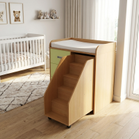 Wickelkommode mit 3 Schubladen und Treppe Dekor Buche