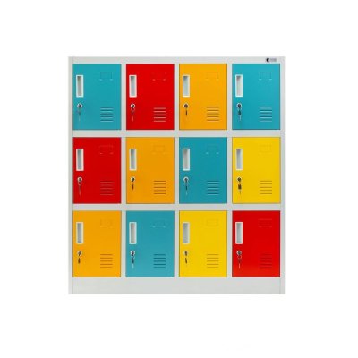 Schließfachschrank mit 12 Fächern Multicolor